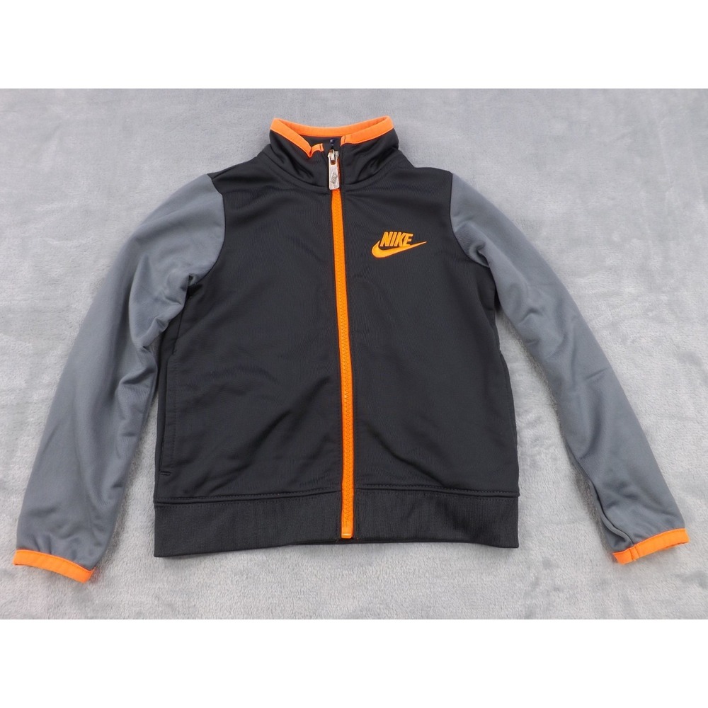 Nike Jacket Boy's Size 2T Toddler Gray/Orange Zip Up Pockets Just Do It Graphic